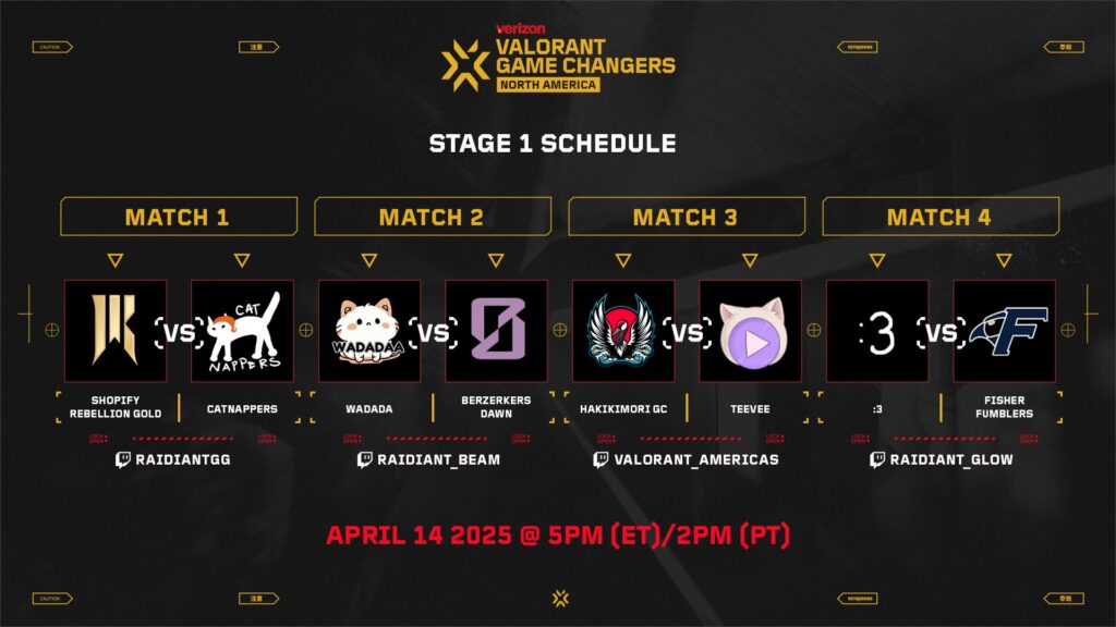 valorant game changers na stage 1 schedule 2025